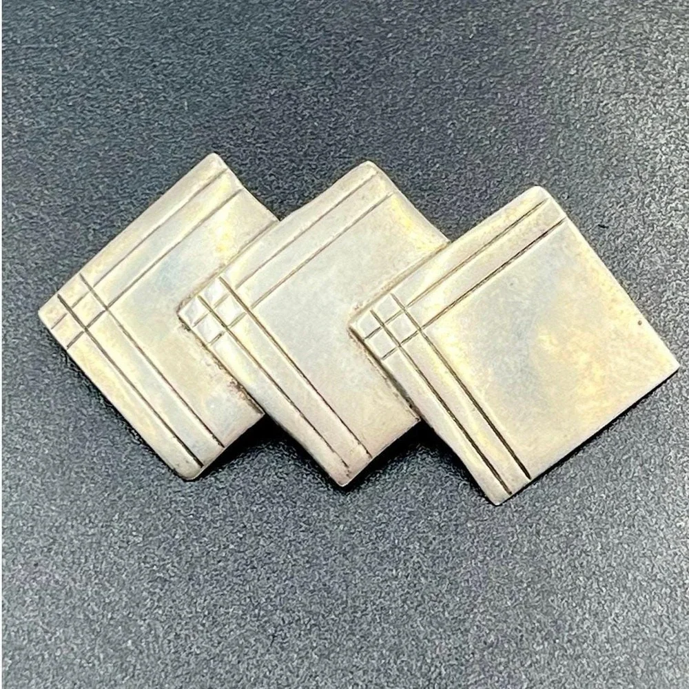 Vintage Sterling Silver Art Deco Square Brooch - 2